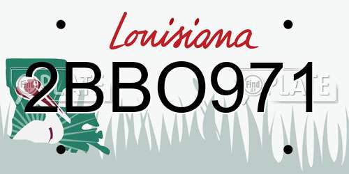 2BBO971 Louisiana License Plate