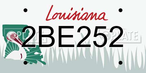 2BE252 Louisiana License Plate