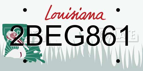 2BEG861 Louisiana License Plate