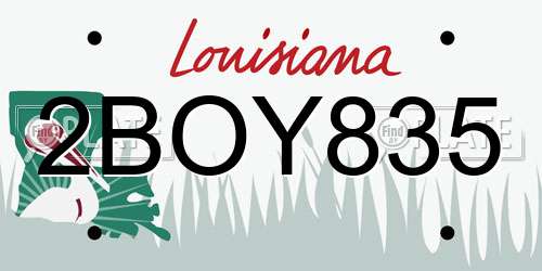 2BOY835 Louisiana License Plate