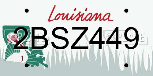 2BSZ449 Louisiana License Plate
