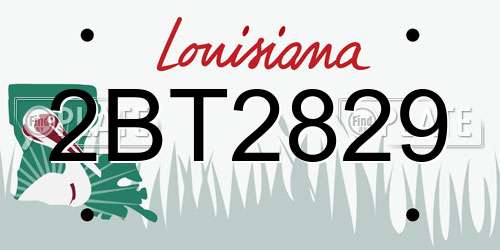 2BT2829 Louisiana License Plate