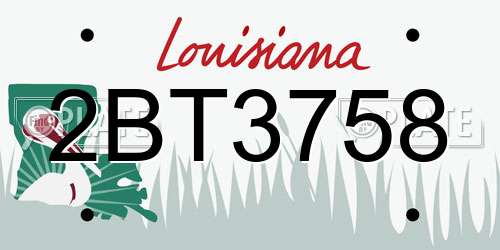 2BT3758 Louisiana License Plate