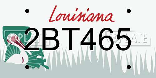2BT465 Louisiana License Plate