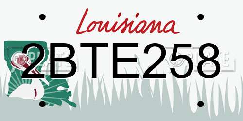 2BTE258 Louisiana License Plate