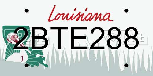 2BTE288 Louisiana License Plate