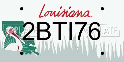 2BTI76 Louisiana License Plate