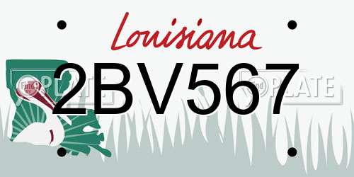 2BV567 Louisiana License Plate