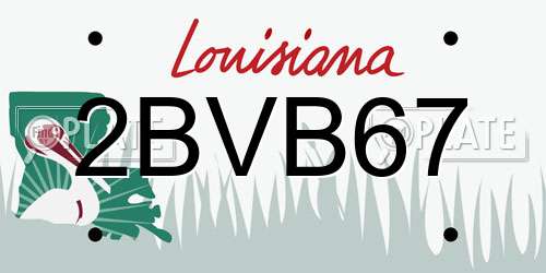 2BVB67 Louisiana License Plate