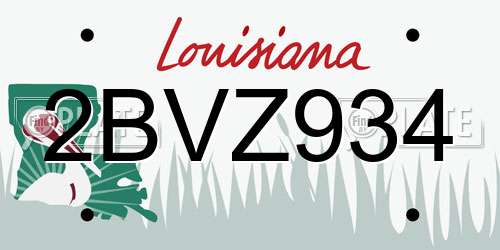 2BVZ934 Louisiana License Plate