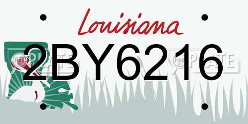 2BY6216 Louisiana License Plate