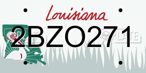 2BZO271 Louisiana License Plate