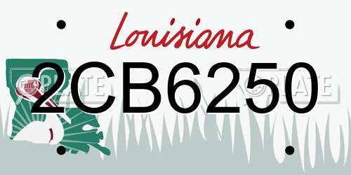 2CB6250 Louisiana License Plate