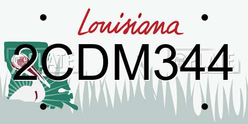 2CDM344 Louisiana License Plate
