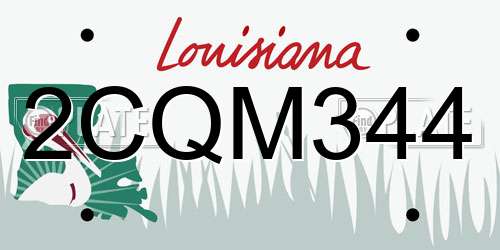 2CQM344 Louisiana License Plate
