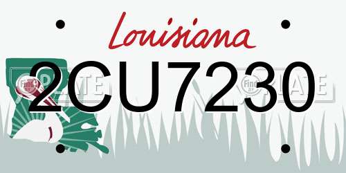 2CU7230 Louisiana License Plate