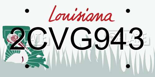 2CVG943 Louisiana License Plate