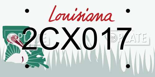 2CX017 Louisiana License Plate