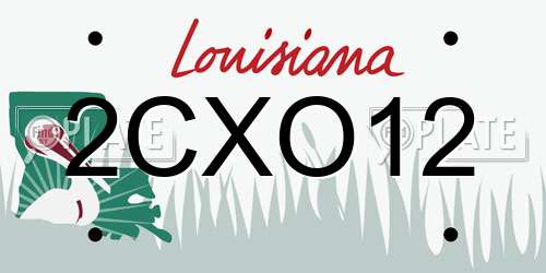 2CXO12 Louisiana License Plate