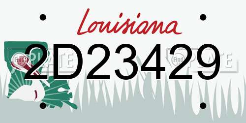 2D23429 Louisiana License Plate