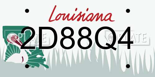 2D88Q4 Louisiana License Plate