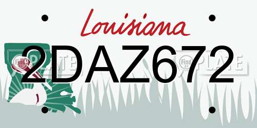 2DAZ672 Louisiana License Plate