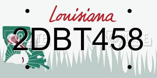 2DBT458 Louisiana License Plate