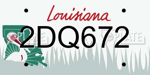 2DQ672 Louisiana License Plate