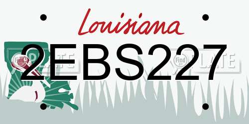 2EBS227 Louisiana License Plate