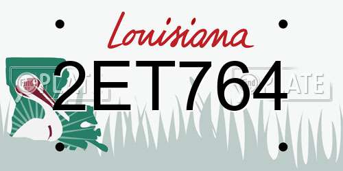 2ET764 Louisiana License Plate