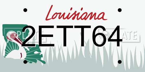 2ETT64 Louisiana License Plate