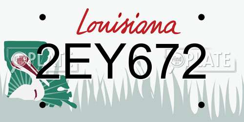 2EY672 Louisiana License Plate