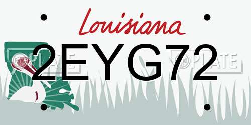 2EYG72 Louisiana License Plate