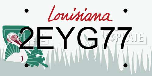 2EYG77 Louisiana License Plate