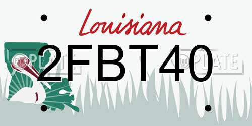 2FBT40 Louisiana License Plate