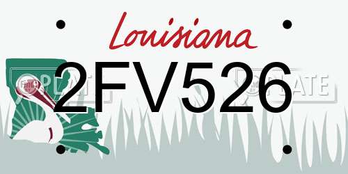2FV526 Louisiana License Plate