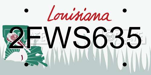 2FWS635 Louisiana License Plate