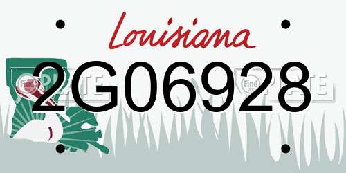 2G06928 Louisiana License Plate