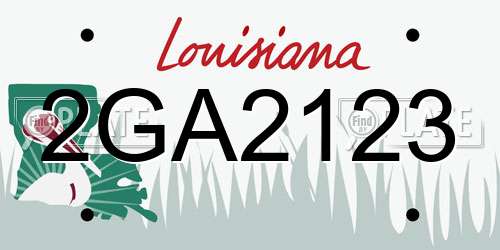 2GA2123 Louisiana License Plate
