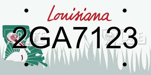 2GA7123 Louisiana License Plate