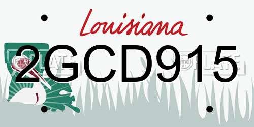 2GCD915 Louisiana License Plate