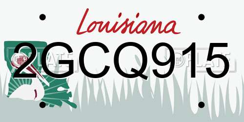2GCQ915 Louisiana License Plate