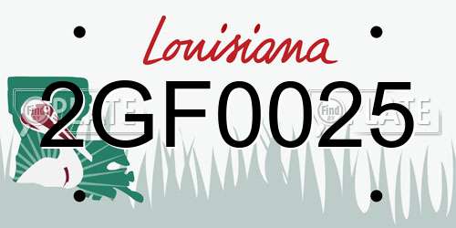 2GF0025 Louisiana License Plate