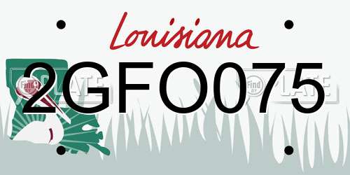 2GFO075 Louisiana License Plate
