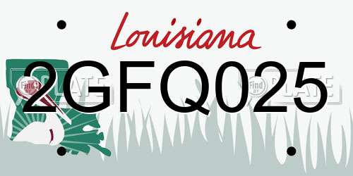 2GFQ025 Louisiana License Plate