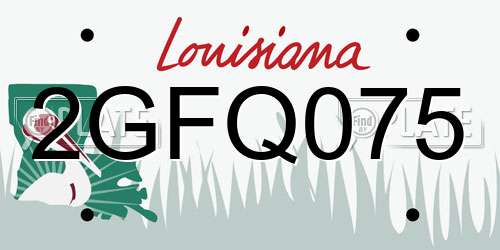 2GFQ075 Louisiana License Plate