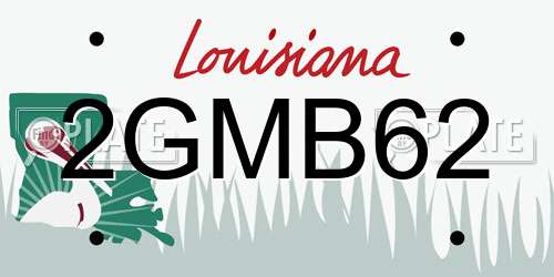 2GMB62 Louisiana License Plate