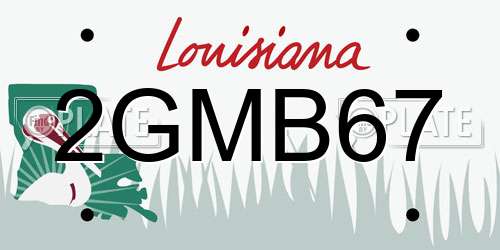 2GMB67 Louisiana License Plate