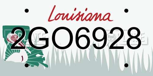 2GO6928 Louisiana License Plate