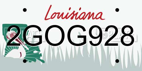 2GOG928 Louisiana License Plate